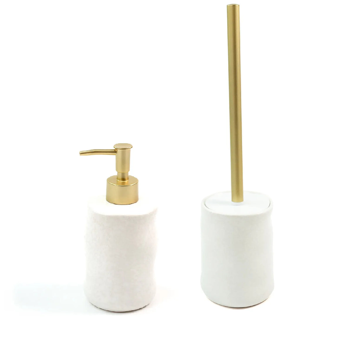 Kit Saboneteira e Escova Sanitária em Cerâmica - GoldenClean®